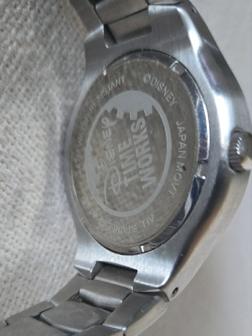 Disney Silver-Tone Men’s Watch with Black Dial and Gold Subdials